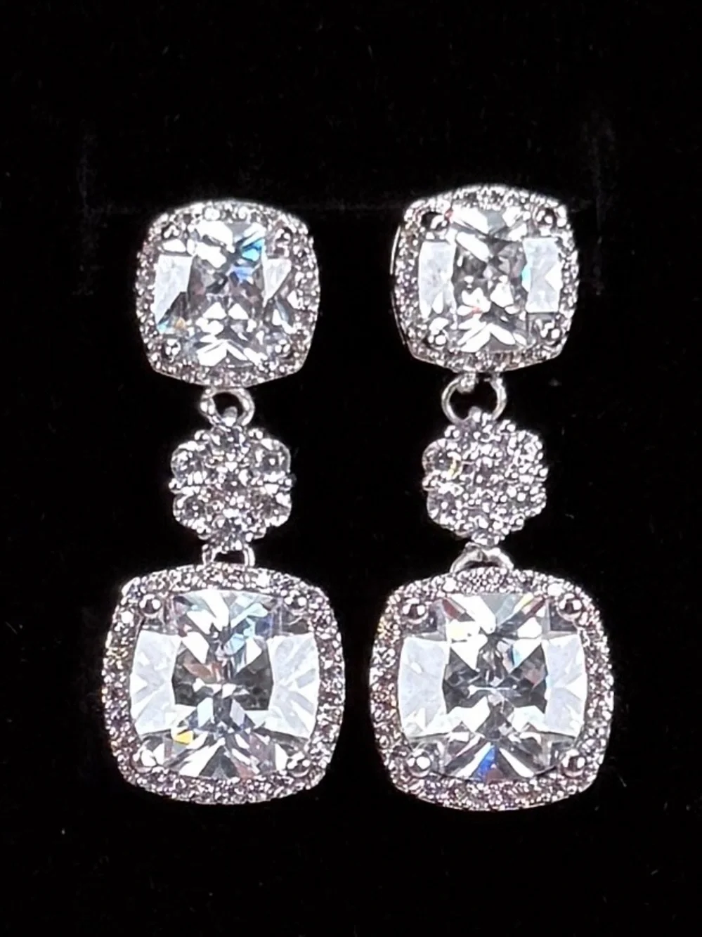 Gorgeous, silvertone, bling bling bling, dressy, pierced costume earrings